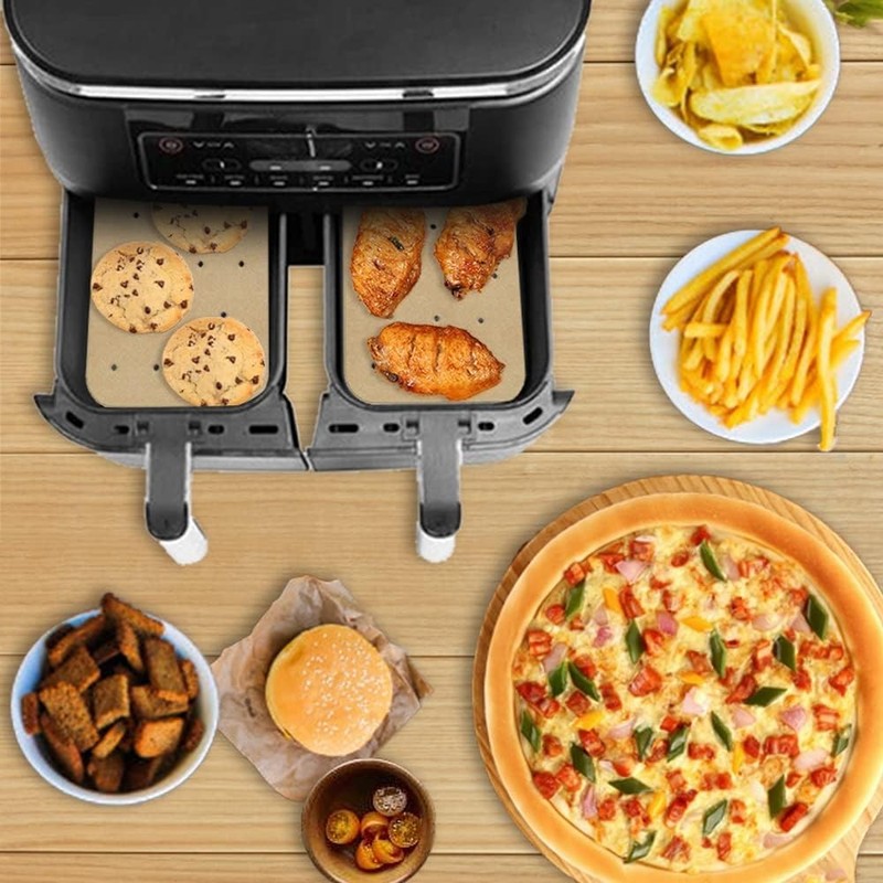 2pcs Air Fryer Rack Set with 100pcs 1, 2xRacks + 100xParchment Paper gallery