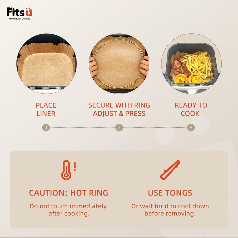 Air Fryer Liners Disposable, 8 Inch Square Parchment Paper 8 INCH, Unbleached gallery