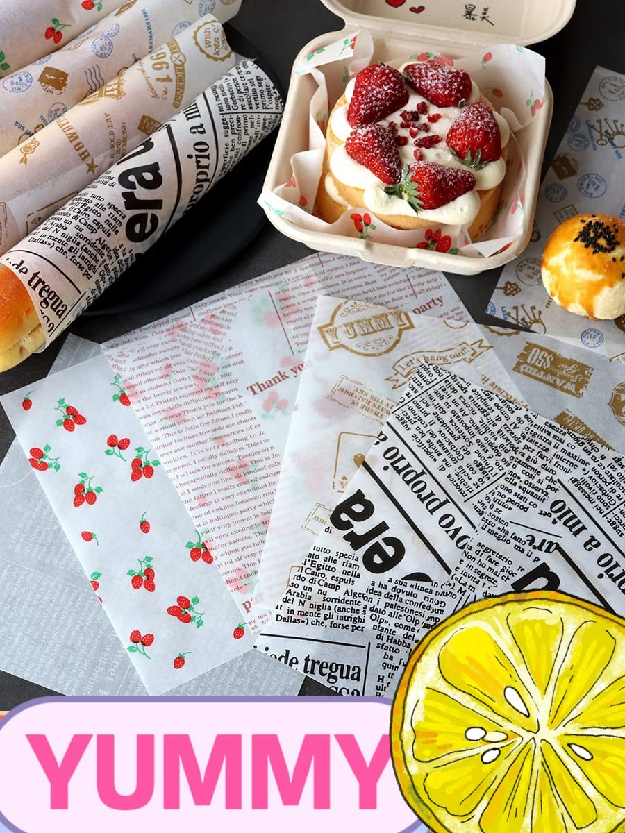 Suiwen 150pcs Summer Strawberry Wax Paper, Food Picnic 25*22, gallery