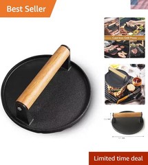 Round Cast Iron Grill Press – Ideal Tool for Cooking Perfect Smash Burgers
