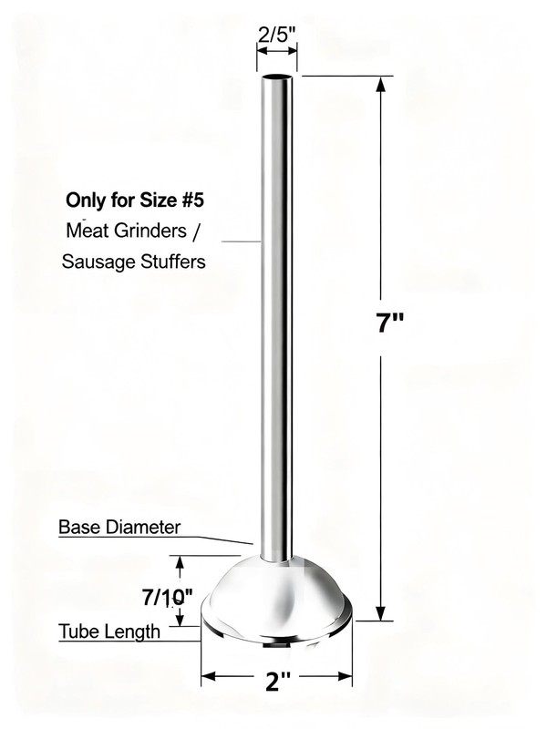 10mm Stainless Steel Sausage Stuffer Tube, #5 Meat Grinder 10mm, Silver gallery