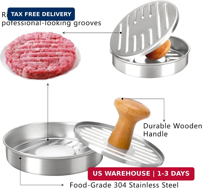 Cook Guy Burger Press 5" Hamburger Press Patty Maker - Non-Stick Hamburger Mold gallery