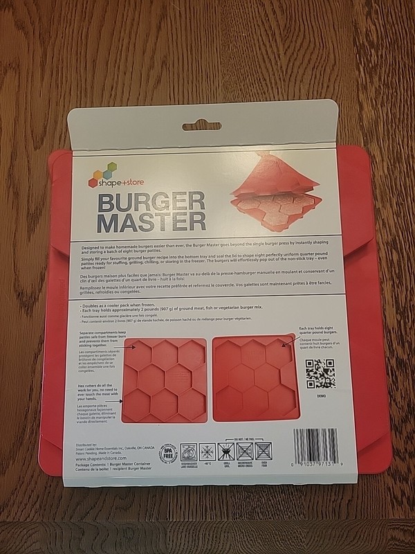 Burger Master Press and Freezer Container (8 quarter pounders) Shape+Store - NEW gallery