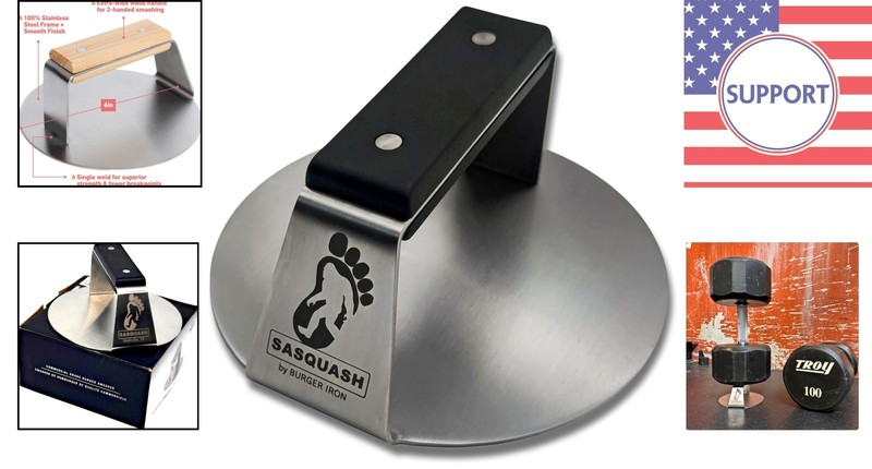 Professional 6-Inch Sasquash Burger Press with Flat Handle for Perfect Patties gallery