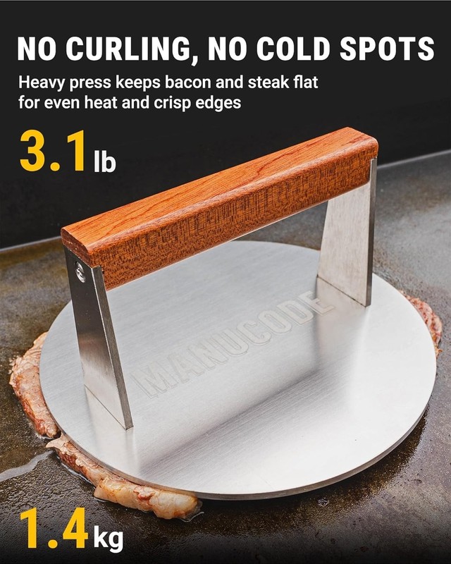 Smash Burger Press 8 Inch, 3.1 Lb Burger Smasher, Heatable for Searing Panini... gallery