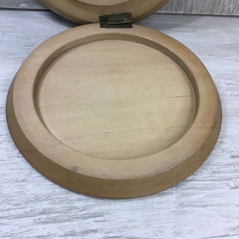 Vintage Hamburger Burger Press Rooster Hinged Wood Lid Mid Century 4.75" Burger gallery