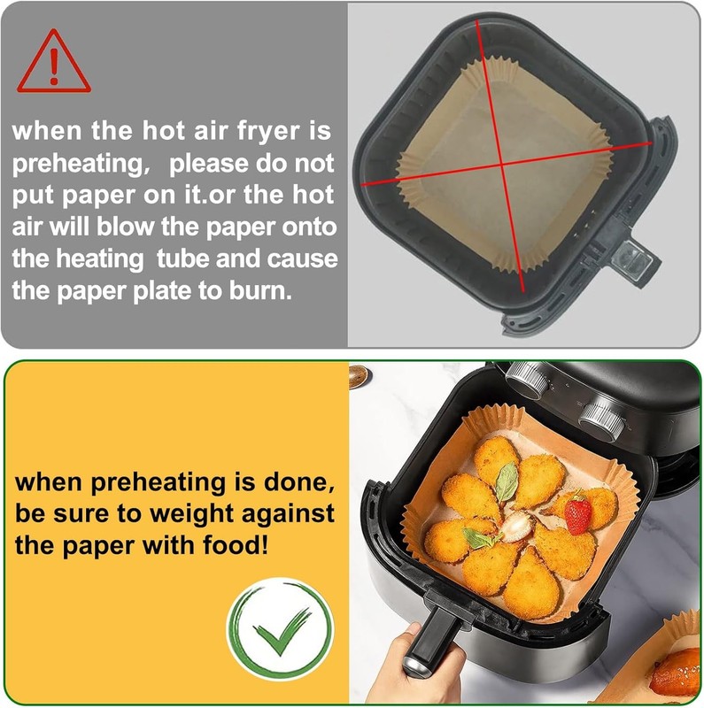 Air Fryer Liners Disposable 4QT for Chefman 7.5 Inch Square, Natural gallery