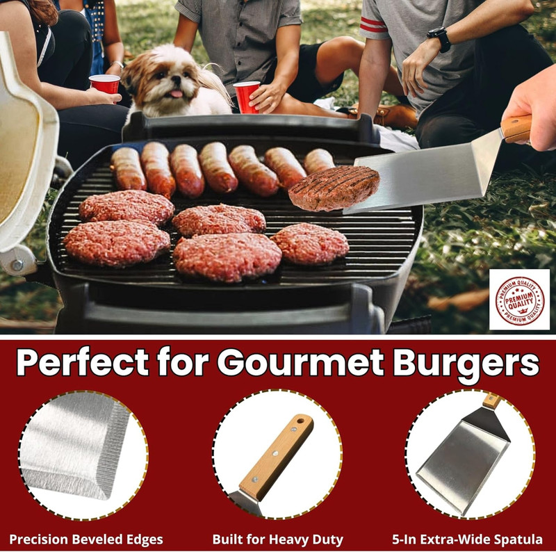 Gamalou® Smash Burger Press Kit: 7” Cast Iron Flat Press, 3-In-1 Hamburger Maker gallery