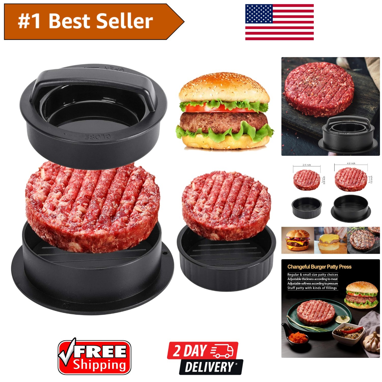 3-in-1 Non-Stick Hamburger Press & Stuffed Patty Maker - Ultimate Burger Tool gallery