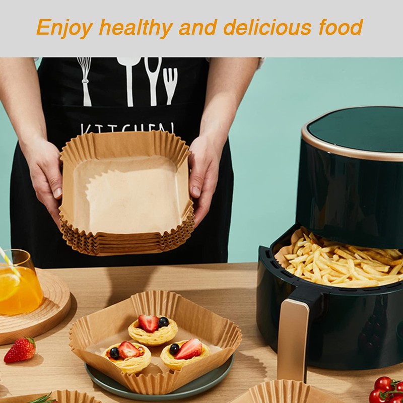Ailun Air Fryer Paper Liners 6.5inch, 100PCS 6.5"Square-100PCS, Brown gallery