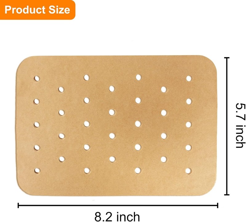 200 Pcs Air Fryer Disposable Paper Rectangle 8.2 Inch - 200Pcs, Unbleached gallery