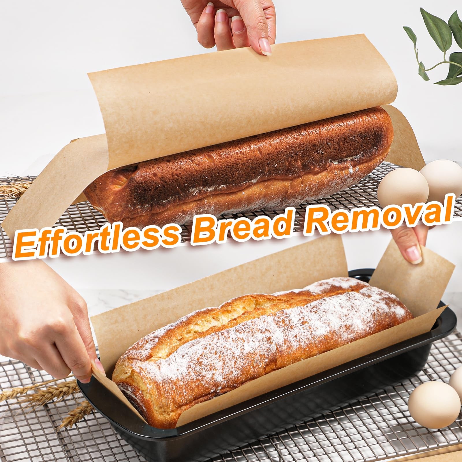 Webake Unbleached Parchment Paper Large Loaf Pan Liners for 13x5, Brown 13x5 gallery