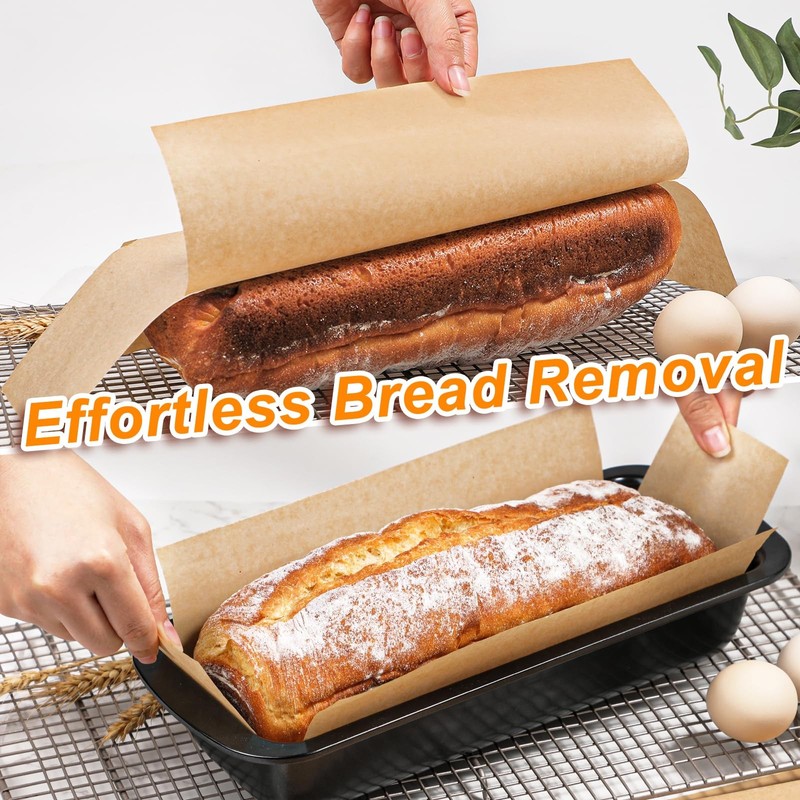 Webake Unbleached Parchment Paper Large Loaf Pan Liners for 13x5, Brown 13x5 gallery