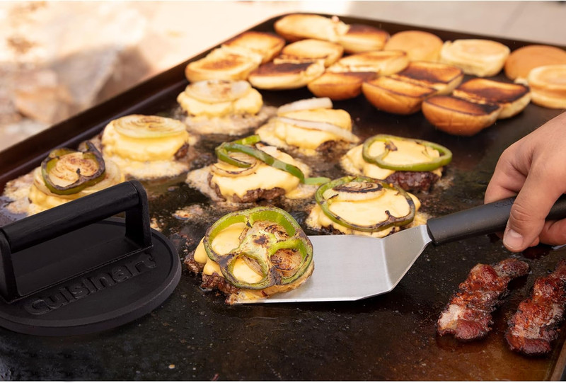 Cuisinart 6.5" Cast Iron Smashed Burger Press, round Flat Edge Grill Press for C gallery
