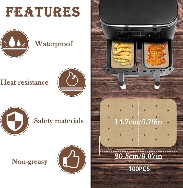2pcs Air Fryer Rack Set with 100pcs 1, 2xRacks + 100xParchment Paper gallery