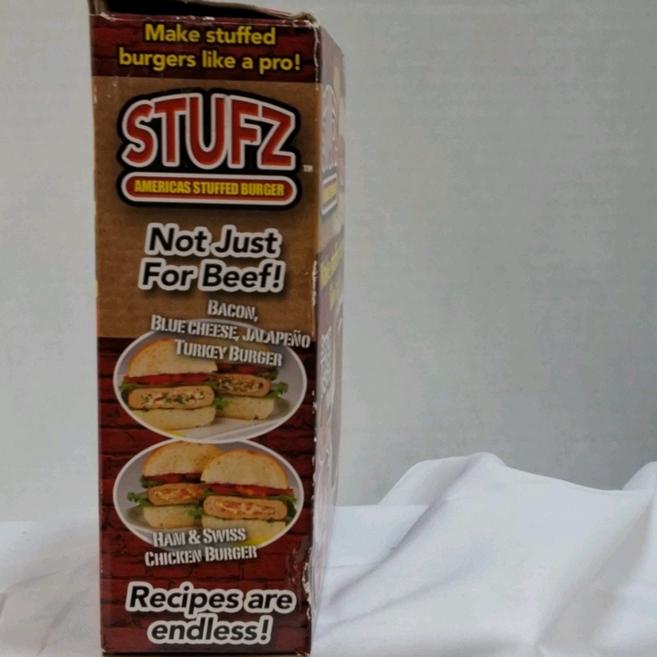 As Seen On TV STUFZ Burger Dishwasher Safe Stuffed Burger Press Red Plastic gallery