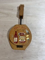Vintage Wooden Hamburger Patty Press W/ Handles COME AND GET IT Painted Grill