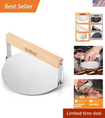 Perfect Smash Burger Press – 6-Inch Stainless Steel with Sturdy Wooden Handle