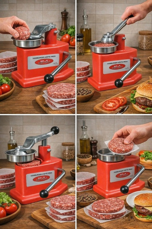 14cm Burger Press Patty Maker – Round Hamburger Mould – Heavy Duty gallery