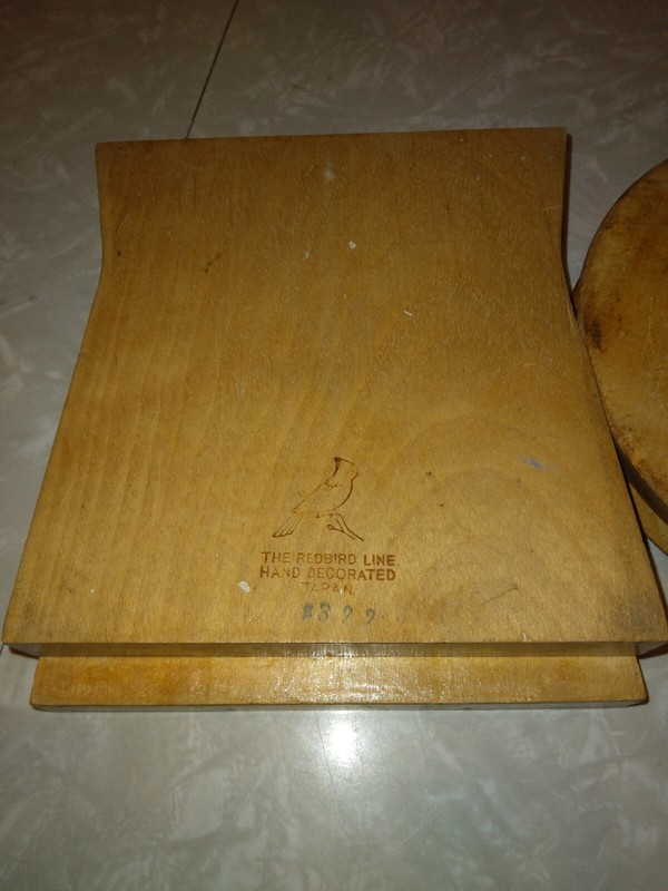 Vintage Hamburger Presses (2) Japanese Hinged Wood Roosters Chicken Farm Kitchen gallery