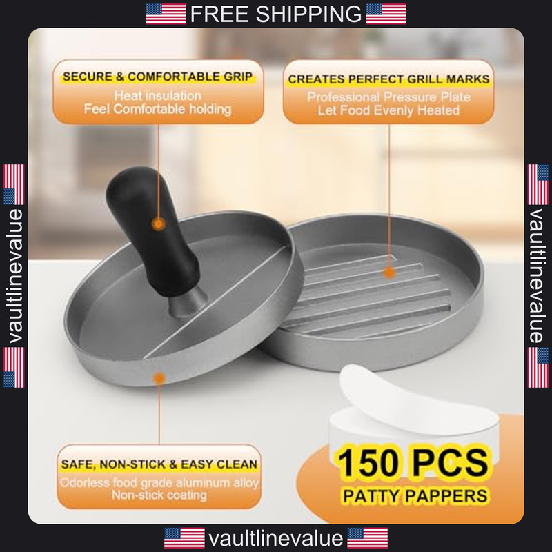 TACGEA burger press 150 patty papers non-stick hamburger maker for kitchen grill gallery