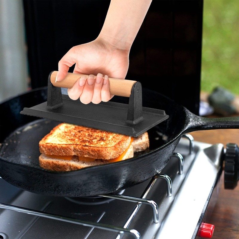 Smash Burger Press, Cast Iron Burger Press, Heavy-Duty Hamburger Smasher Tool... gallery