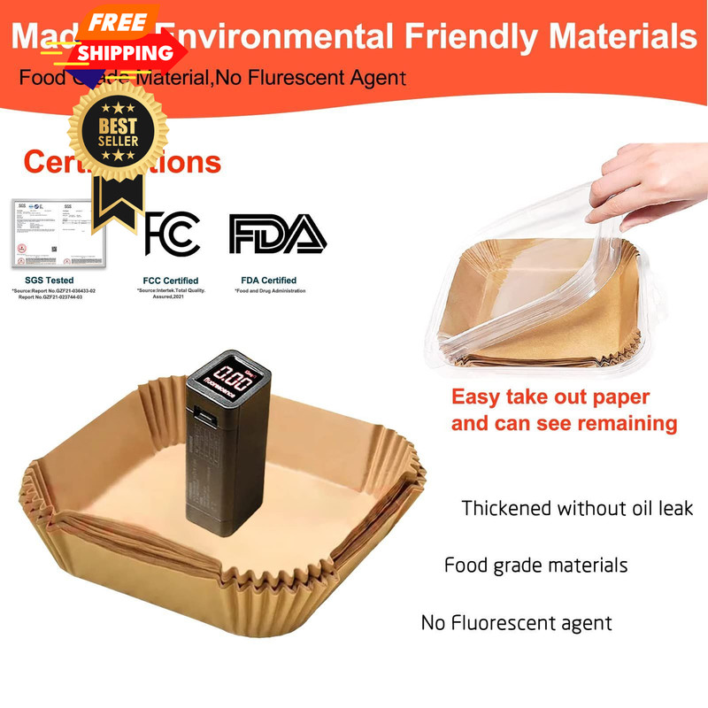 Air Fryer Liners Disposable 9 Inch, 9 inch 9" Square 125 pcs gallery