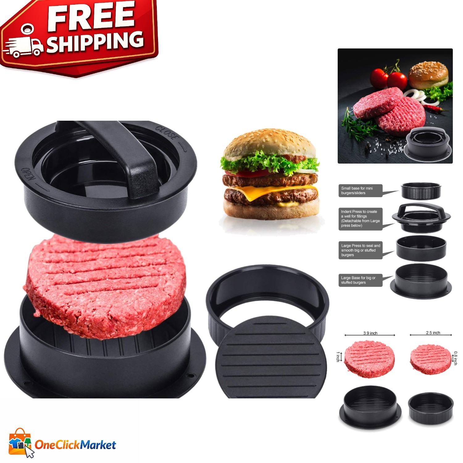 Ultimate Patty Mold with 100 Sheets - Perfect for Homemade Burgers & Sliders gallery