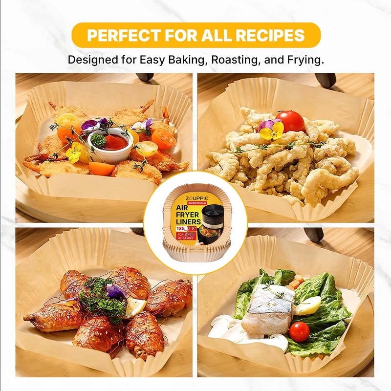 Air Fryer Liners Disposable 7.9 Inch - 135PCS, 7.9" Square - 135pcs, Wood gallery