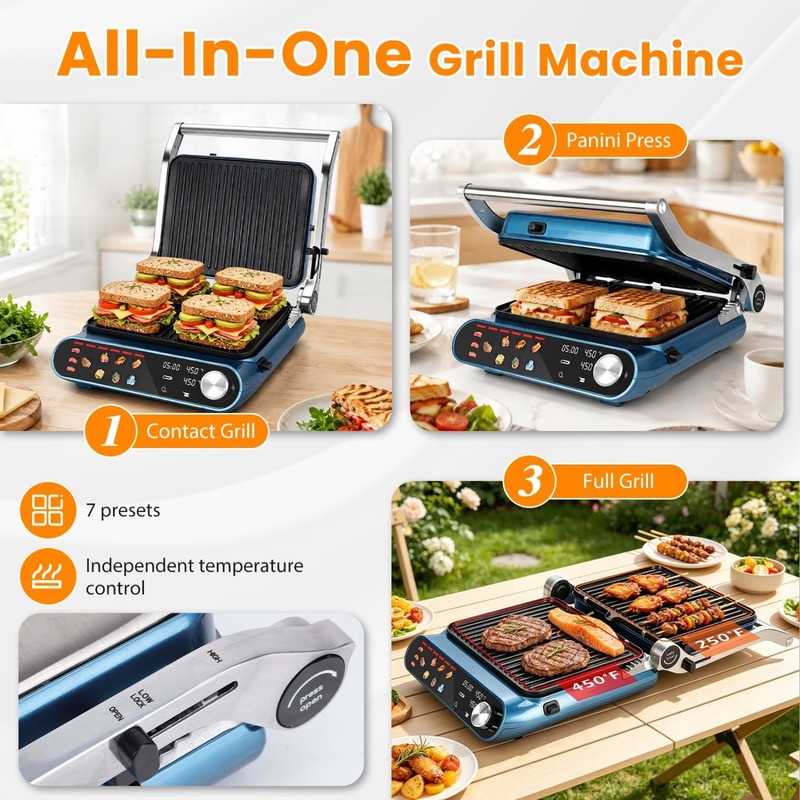 Taylor Swoden 7-in-1 Panini Press Sandwich Maker, 1500W Electric Indoor Grill... gallery