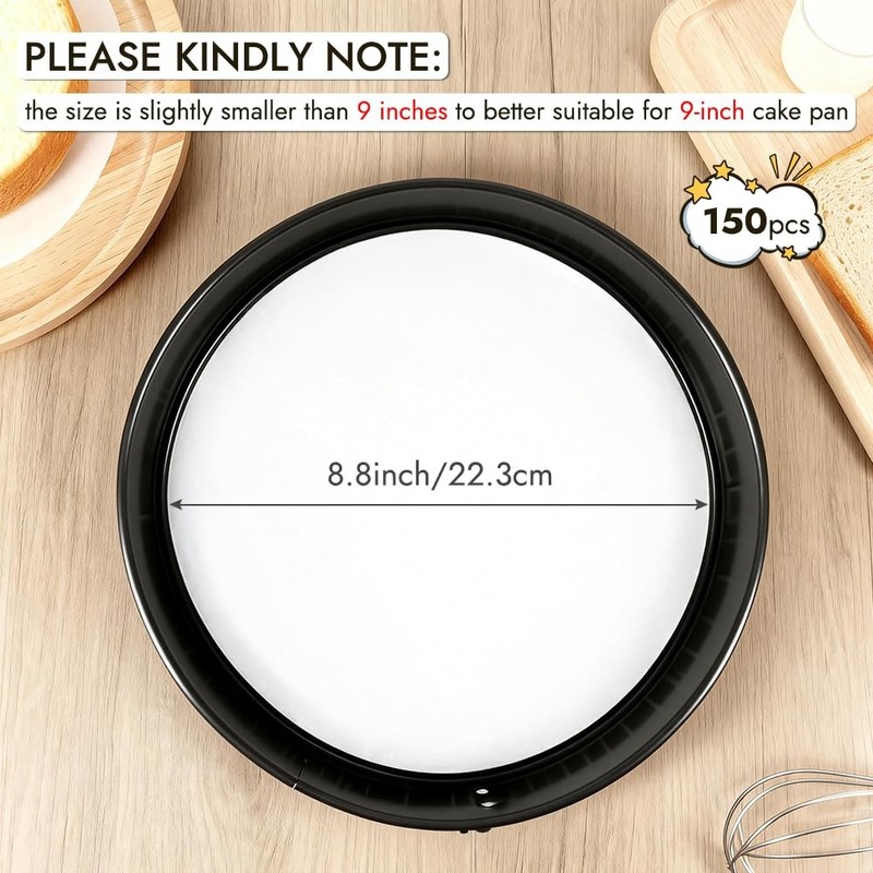 BYKITCHEN 9 Inch Parchment Paper Rounds, Set of 150, Non Stick 9 inch, Nature gallery