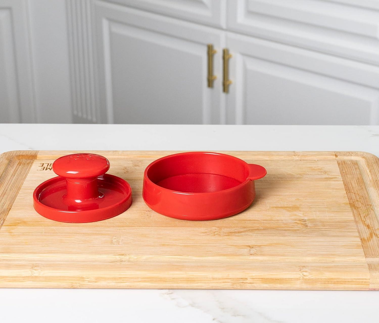 Burger Press and Patty Maker, LFGB Approved and BPA Free, One Size, Red gallery