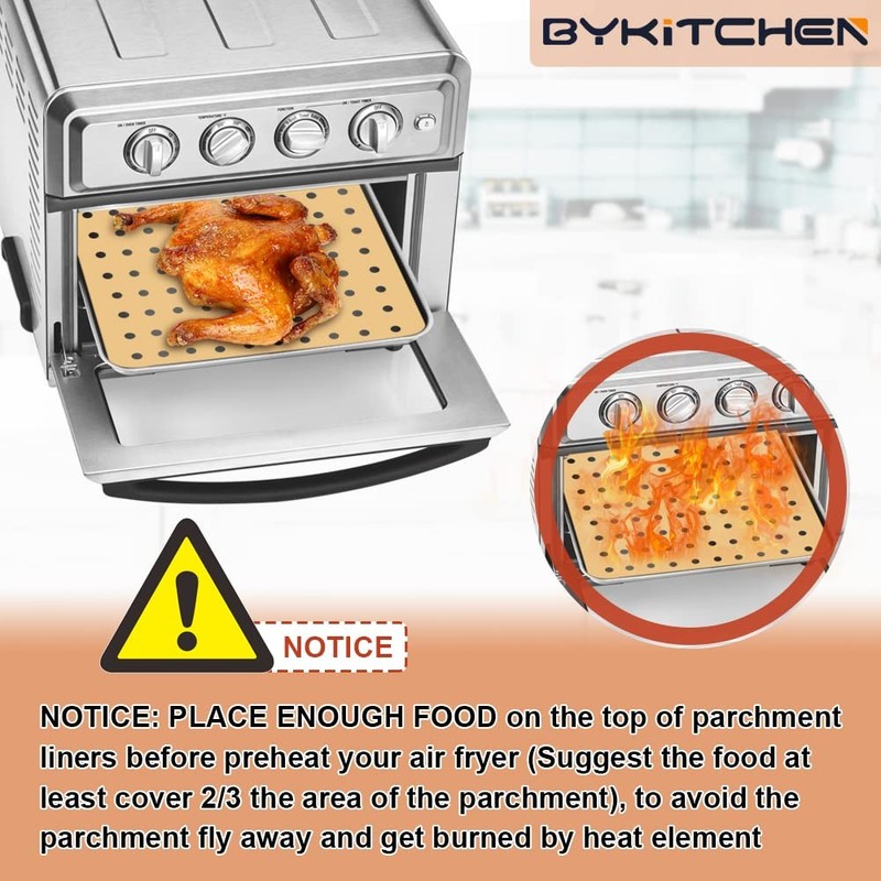 BYKITCHEN Air Fryer Oven Liner, 9x11 Inch, Unbleached 9x11inch, Brown gallery