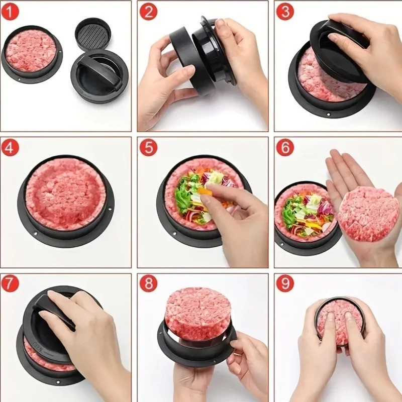 Non Stick Stuffed Burger Press 2 IN 1 Hamburger Patty Molds Maker BBQ Kitchen gallery