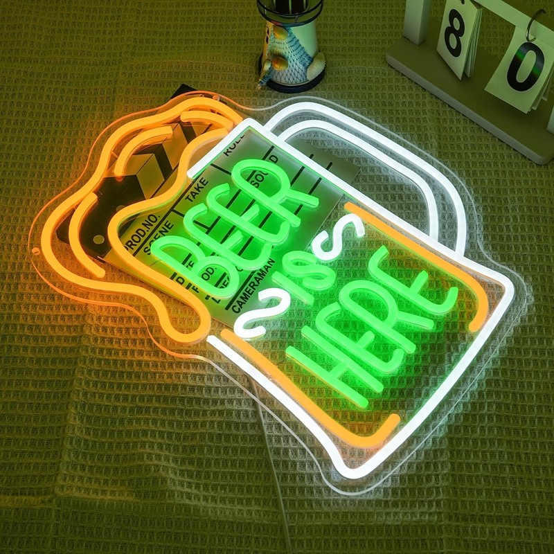 Beer Is Here Neon Sign for Wall Decor Bar Neon Light Beer Led Neon Signs Colo... gallery