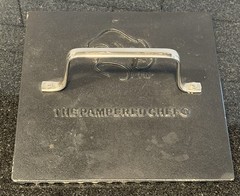 Pampered Chef Cast Iron Grill Press 8.5 In Heavy Logo Handle