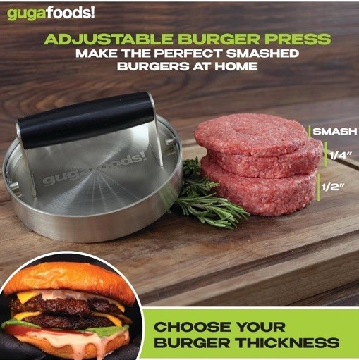 Guga Foods- Adjustable Burger Press, Stainless Steel ~ NEW gallery
