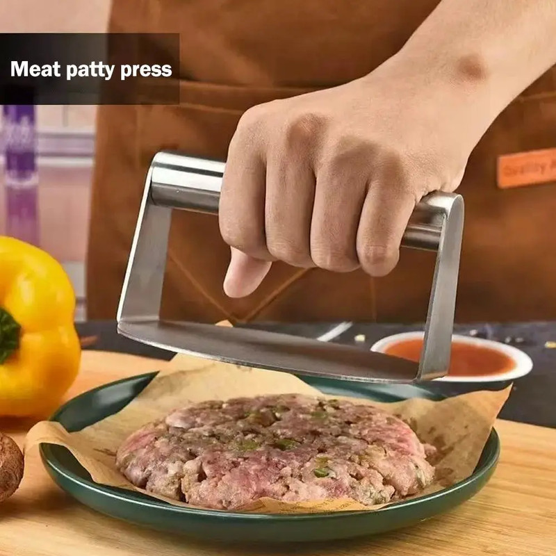 Stainless Steel Smash Burger Press Hamburger Patties Meat Masher Circular Meat P gallery