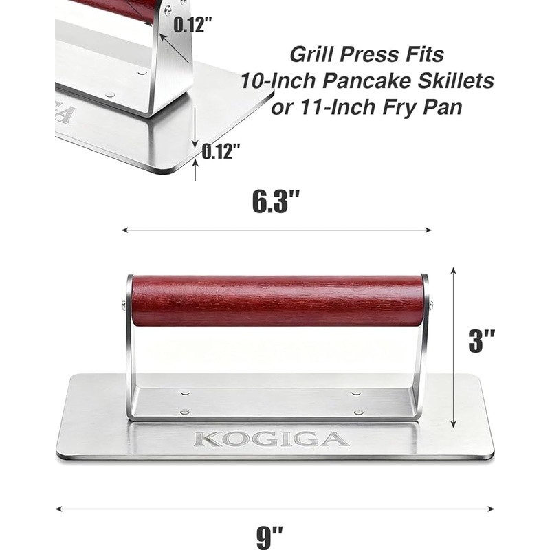 Rectangular Burger Smasher Meat Press Bacon Sandwich Griddle Cooking Weight Tool gallery