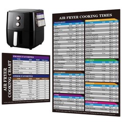 Air Fryer Cooking Times Magnetic Chart – 2-Piece Chart, Black