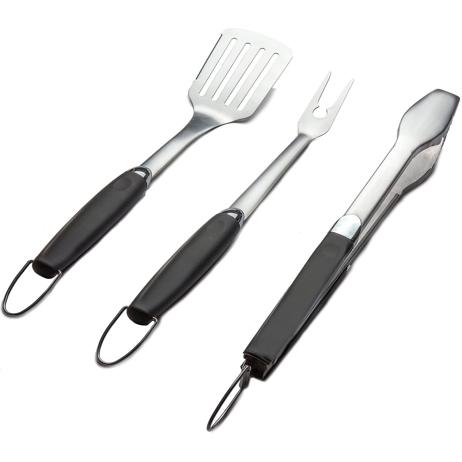 3 Piece Stainless Steel BBQ Grill Tool Set w/Tongs, Spatula & Fork - Accessor... gallery