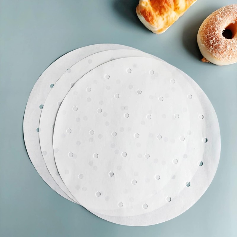 100 PCS Bamboo Steamer Liner, 10" Round 10 inch x10 x 0.01 inch, Wihte gallery