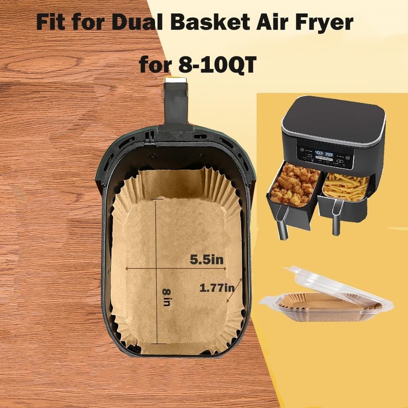 M-bestl 250 Pcs Air Fryer Liners Disposable,Food Grade Rectangle-250pcs, Wood gallery