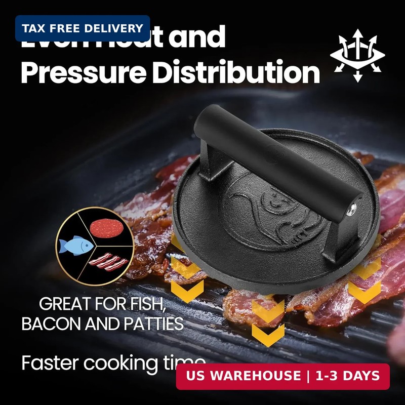 Smash Burger Press for Griddle, 2 lb Heavy Duty Burger Smasher Tool with Heat-Re gallery