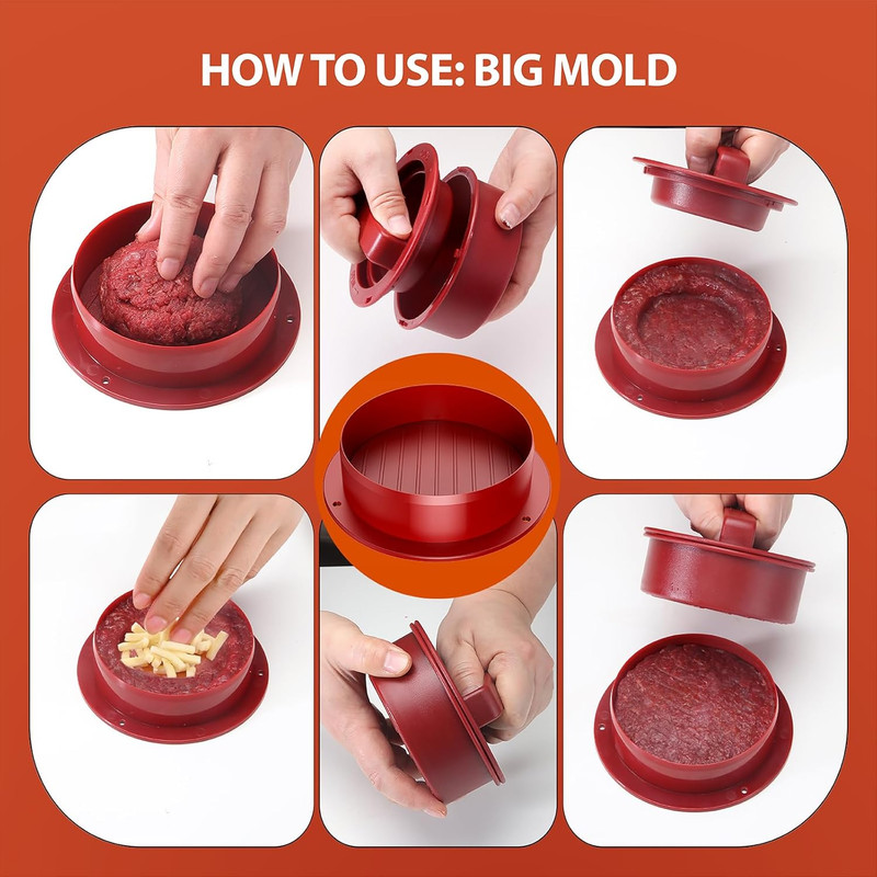 Hamburger Press, 4-In-1 Burger Press Patty Maker Slider, Stuffed Burgers Sandwic gallery