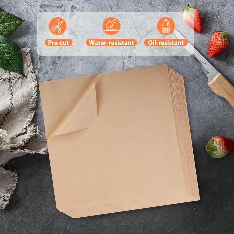 GeeRic Unbleached Waxed Deli Paper Sheets 12 * 12 12*12 inch 100PCS, Kraft gallery