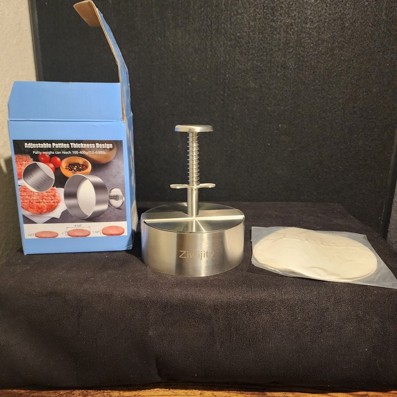 Ziwijity Stainless Steel Burger Press - 4.1/4" Hamburger Patty Maker, Silver gallery