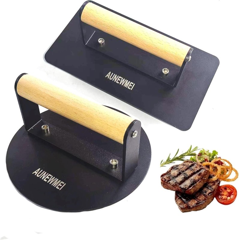 Cast Iron Smashed Burger Press Round Flat Edge Grill Press Crispy Smash Burgers gallery