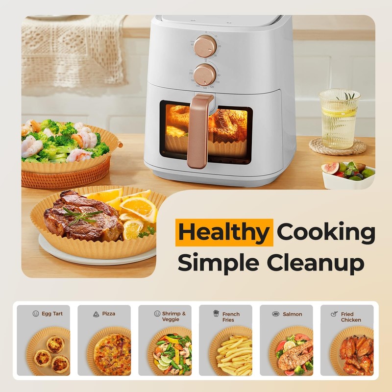 125Pcs 8 Inch Round Air Fryer Liners Disposable, Non-Stick 8"Round, Natural gallery