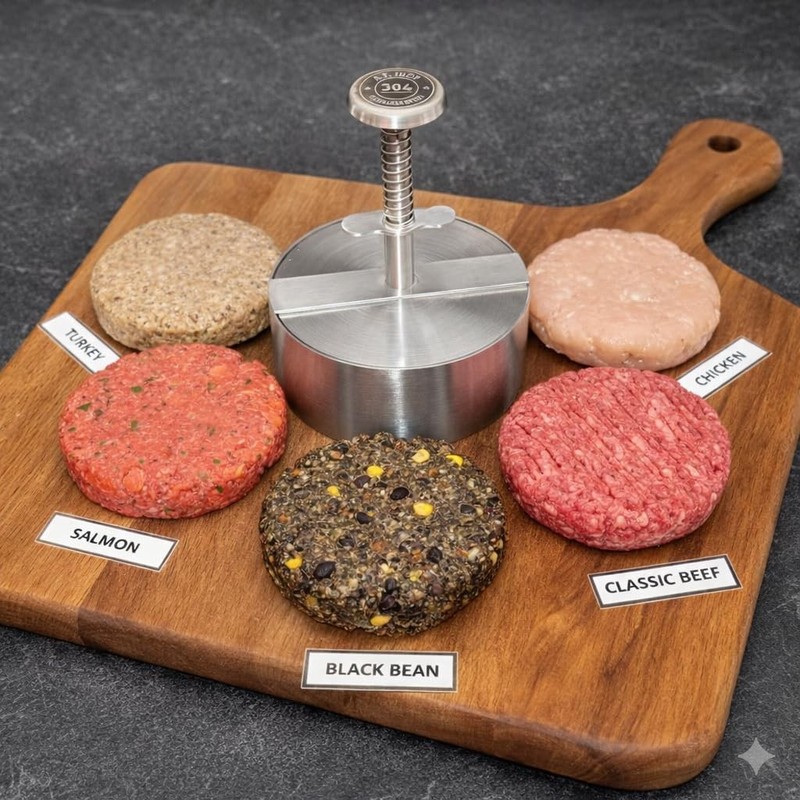 Burger Patty Maker 4.5in_304 Stainless Steel_ Burger Press Dishwasher Safe gallery